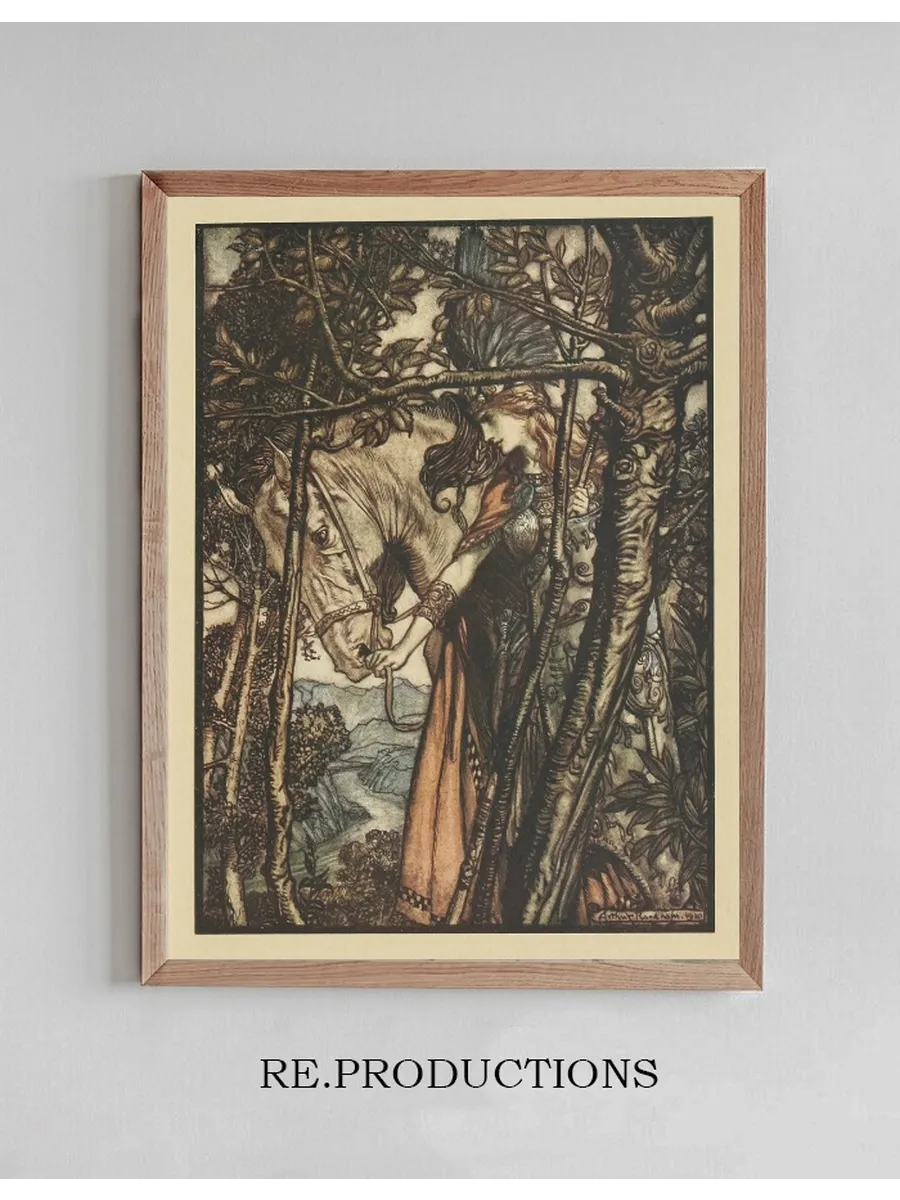 Brunnhilde Slowly and Silently Leads Her Horse Down the Path to the Cave