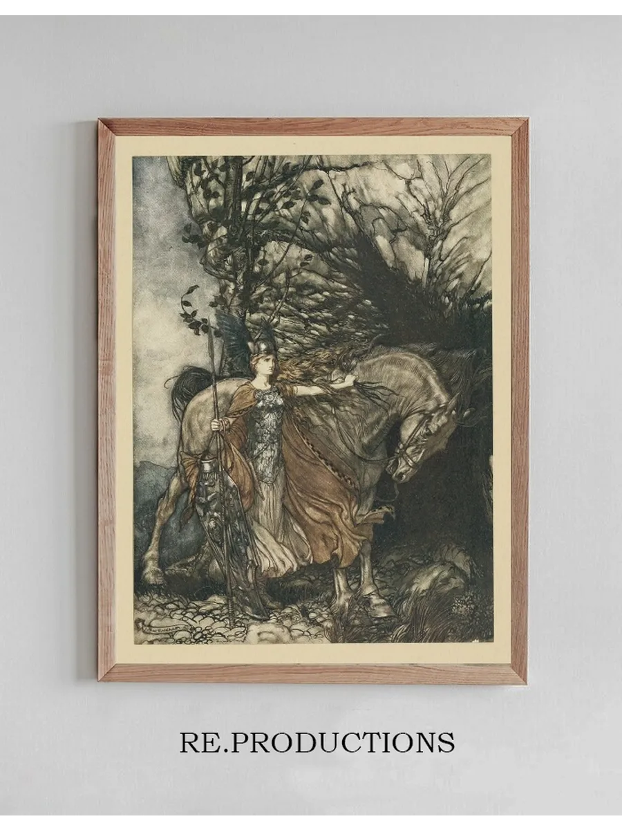Brunnhilde with Her Horse, at the Mouth of the Cave