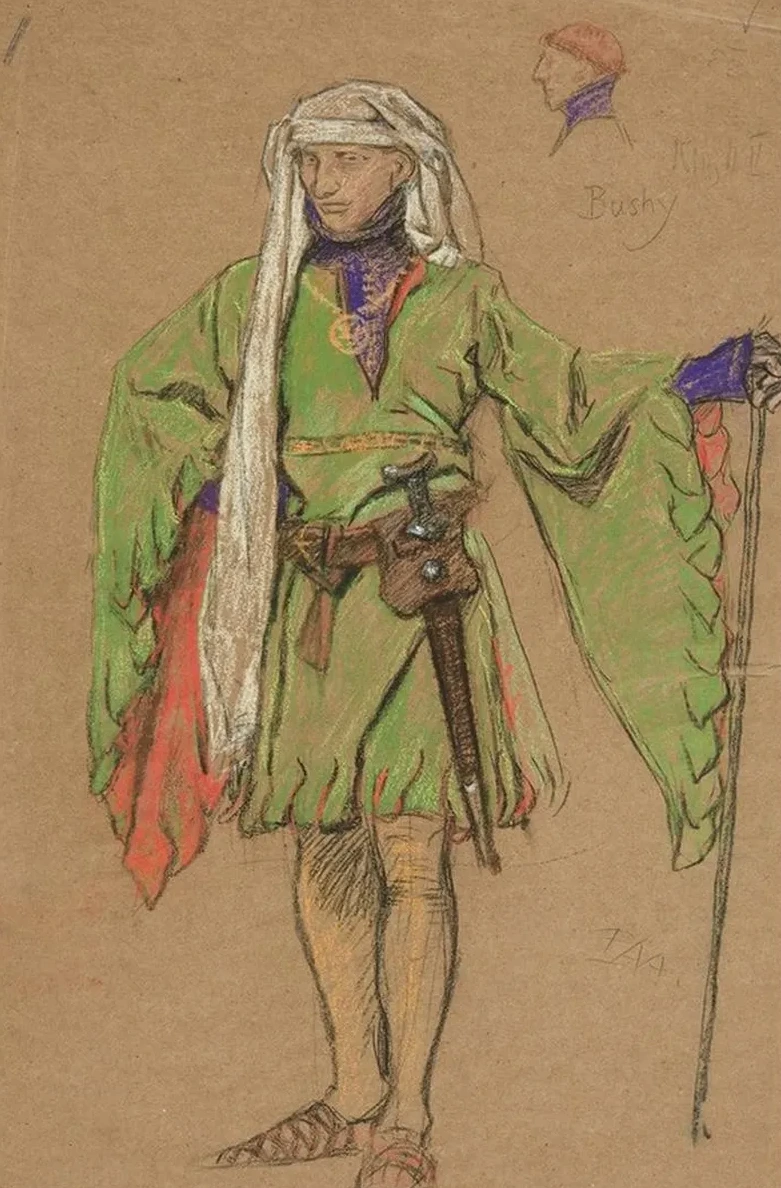 Bushy, costume sketch for King Richard II