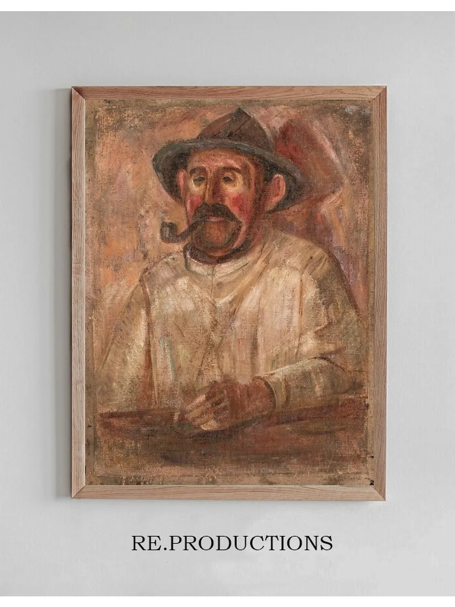 Bust of a Man in a Hat with a Pipe