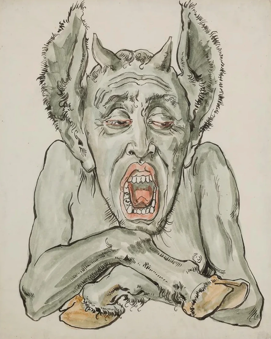 Bust of the Devil with an Open Mouth