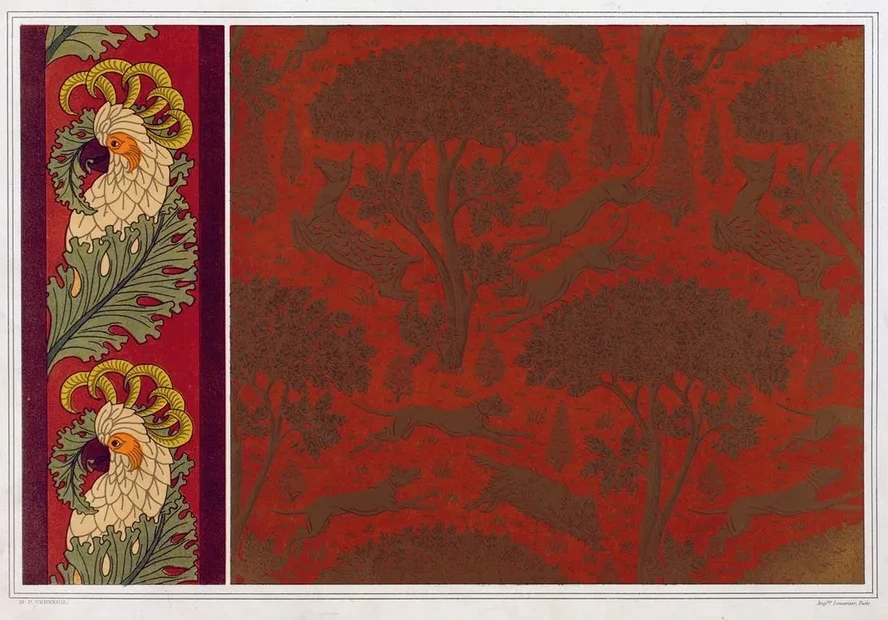 Cacato's, Bordure. Chiens, Chevrettes et Marcassins, Cuir Gaufr et Dor