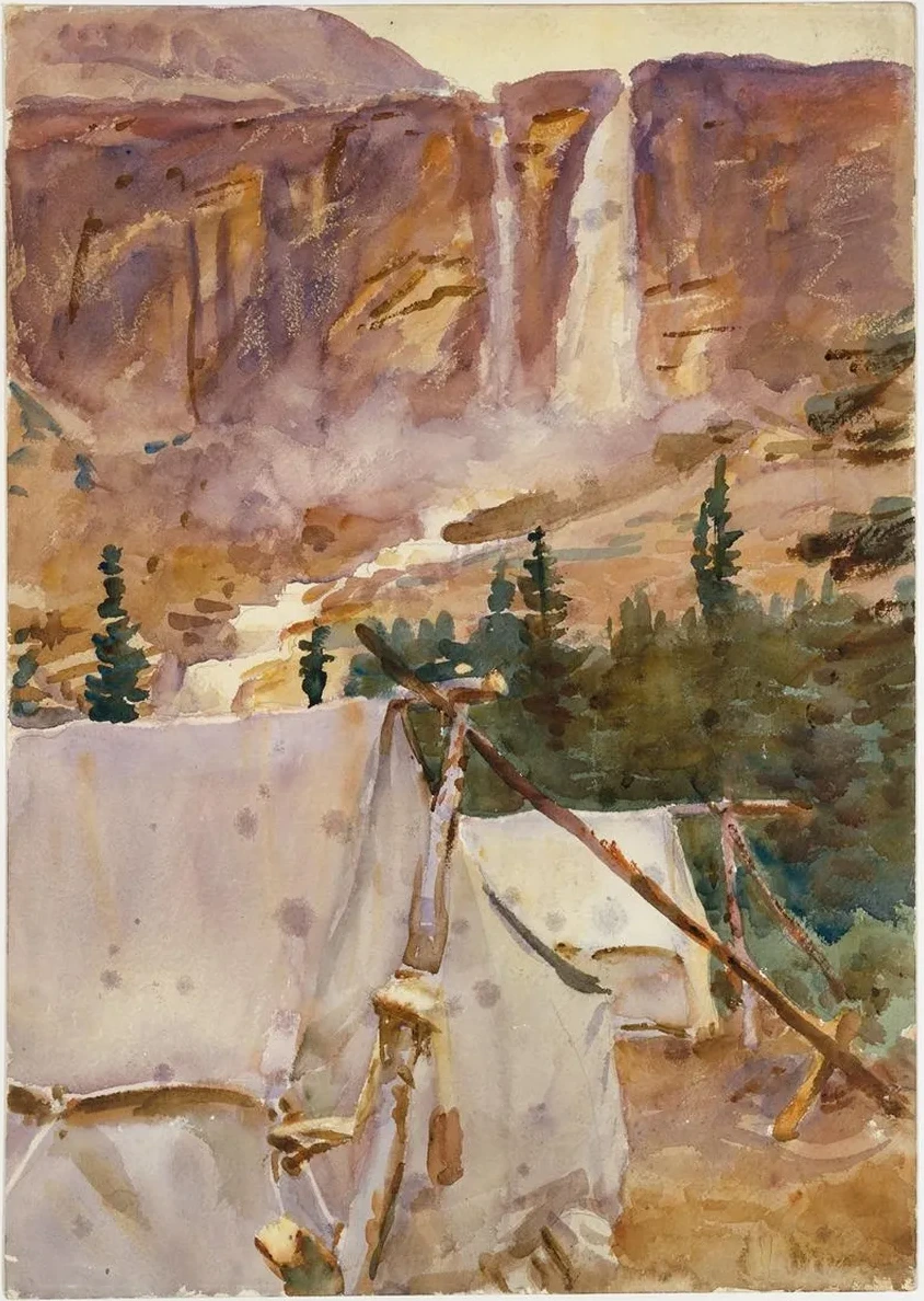 Camp and Waterfall