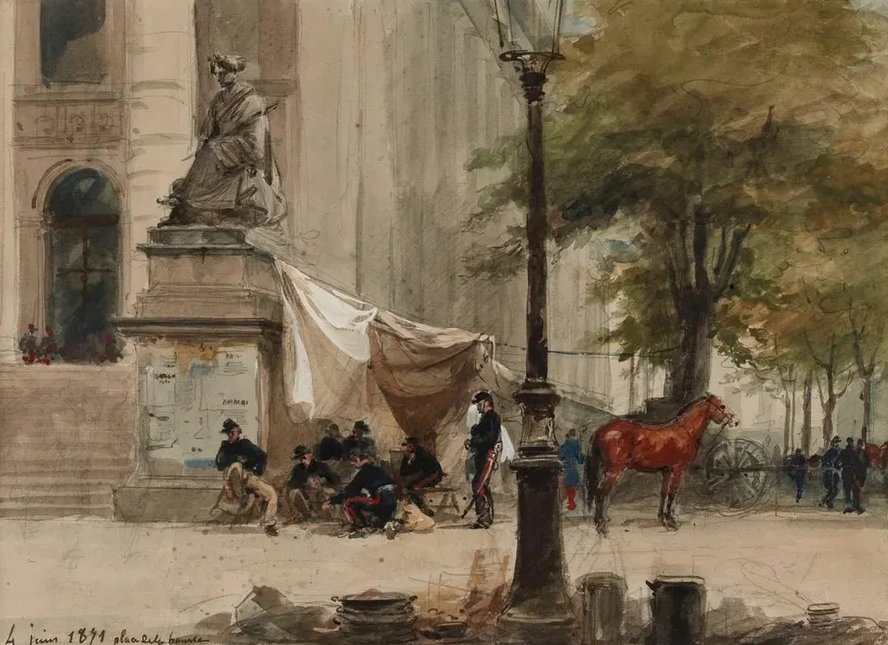 Campement D Artillerie Place de la Bourse, 4 Juin 1871