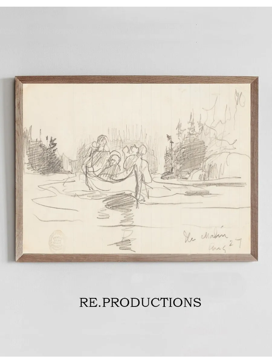 Canoe with Three Men, Ile Maligne, Quebec