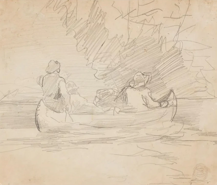 Canoe with Three Men