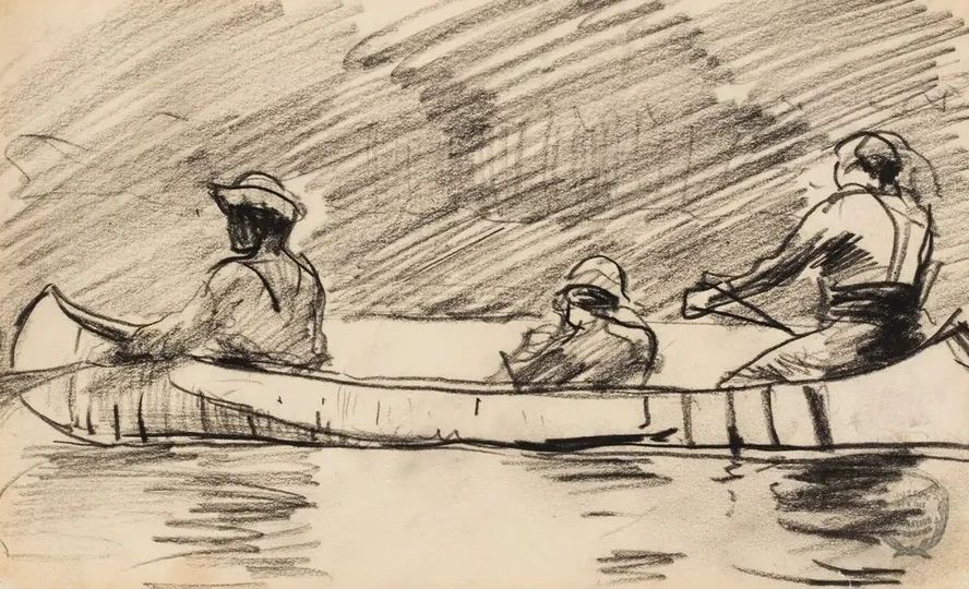 Canoe with Three Men
