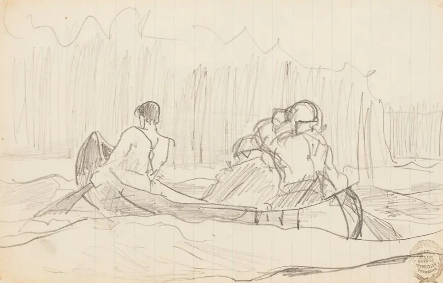 Canoe with Three Men