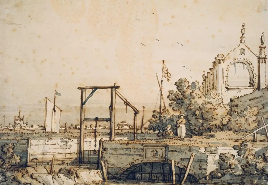 Capriccio with a Lock Gate by a River