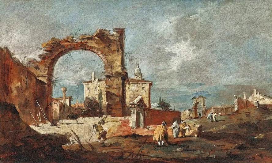 Capriccio with a Ruinous Arch and a Villa in the Background