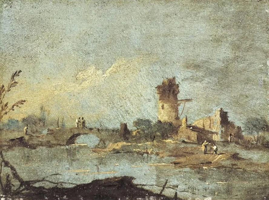 Caprice Rustique, Avec Pont et Tour En Ruine