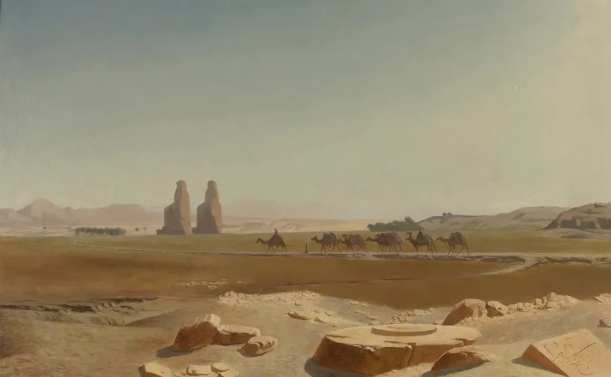 Caravan Passing The Colossi Of Memnon, Thebes