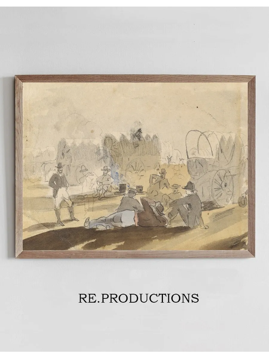 Caravan with Covered Wagons Resting