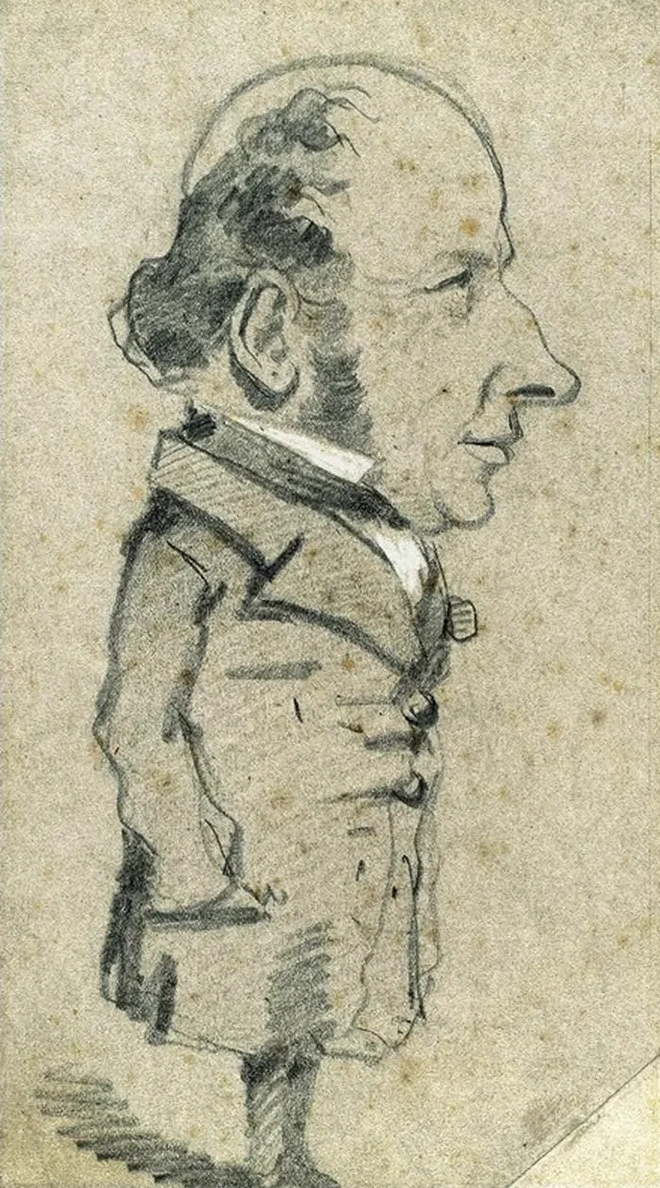 Caricature of Eug ne Marcel