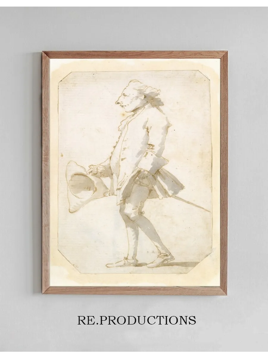 Caricature of a Man Holding a Tricorne, Walking to the Left