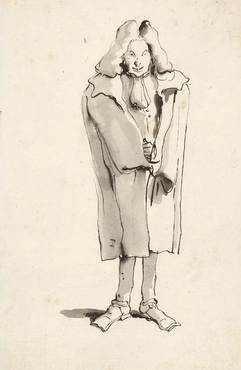 Caricature of a Man Wearing an Overcoat