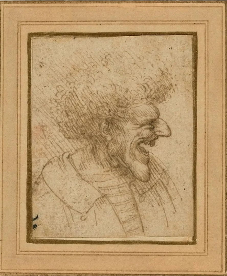 Caricature of a Man with Bushy Hair