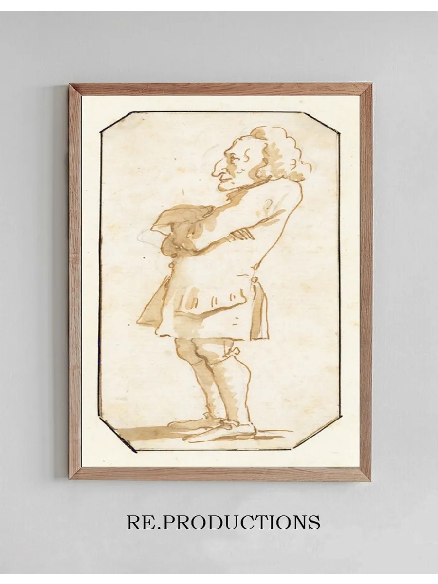 Caricature of a Man with His Arms Folded, Standing in Profile to the Left