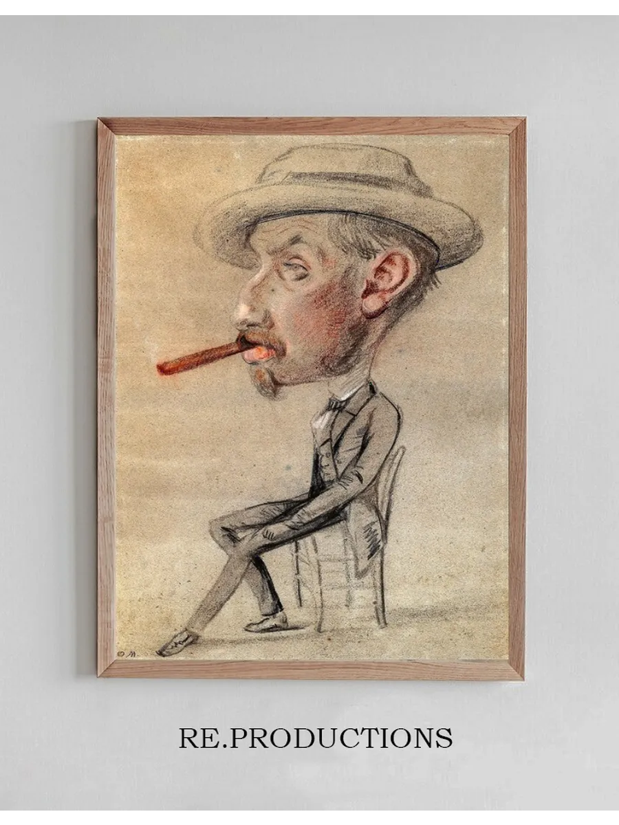 Caricature of a Man with a Big Cigar