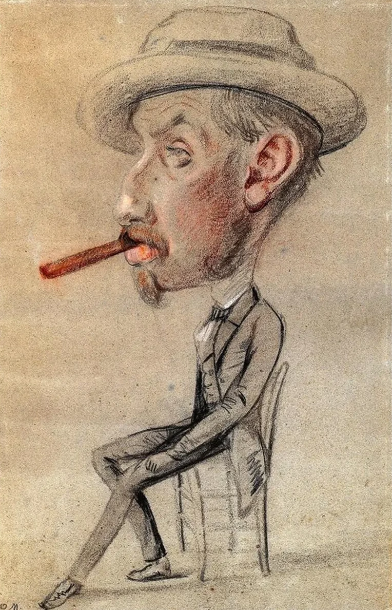 Caricature of a Man with a Big Cigar