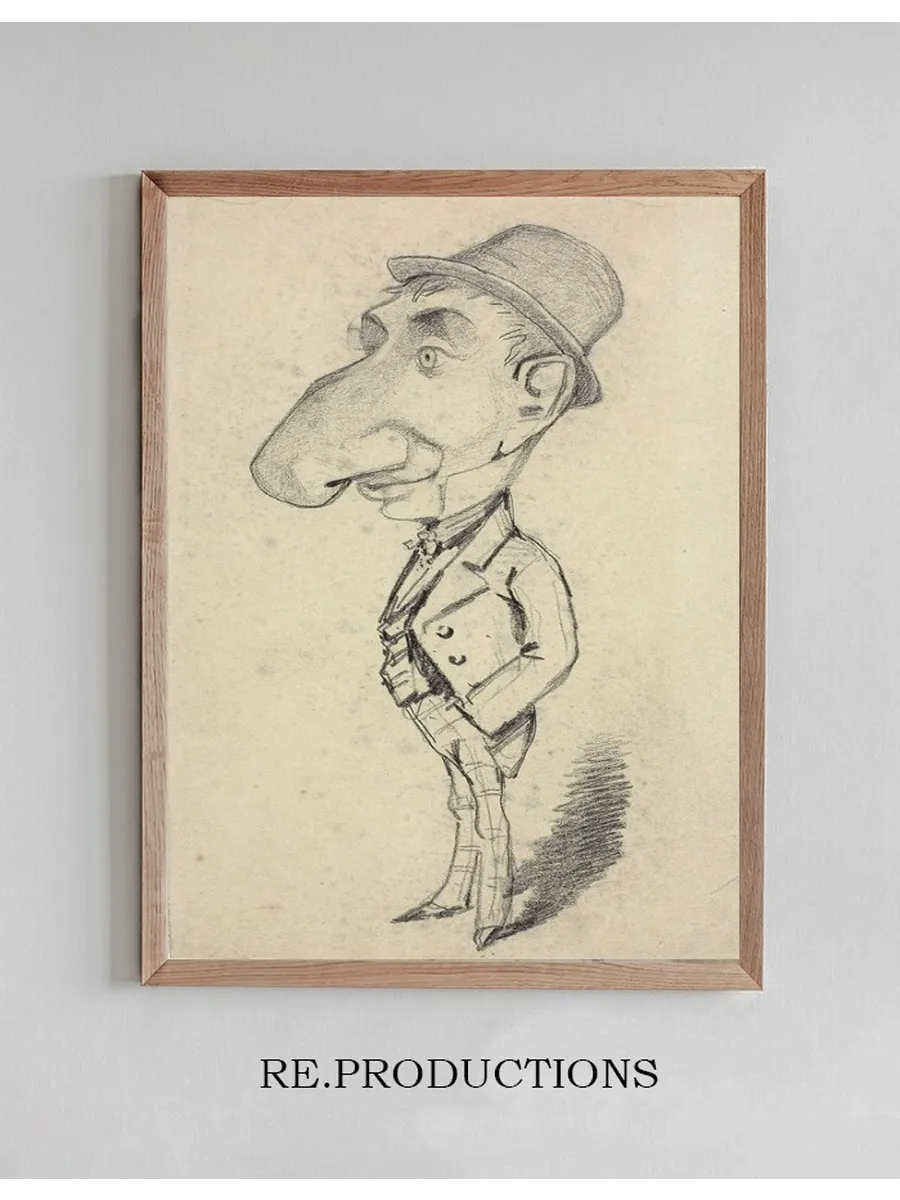 Caricature of a Man with a Large Nose