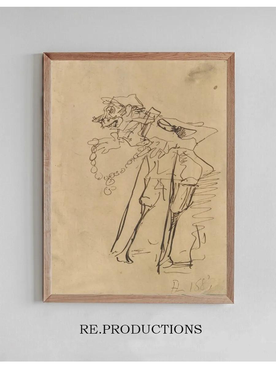 Caricature of a Soldier Holding Adecoration
