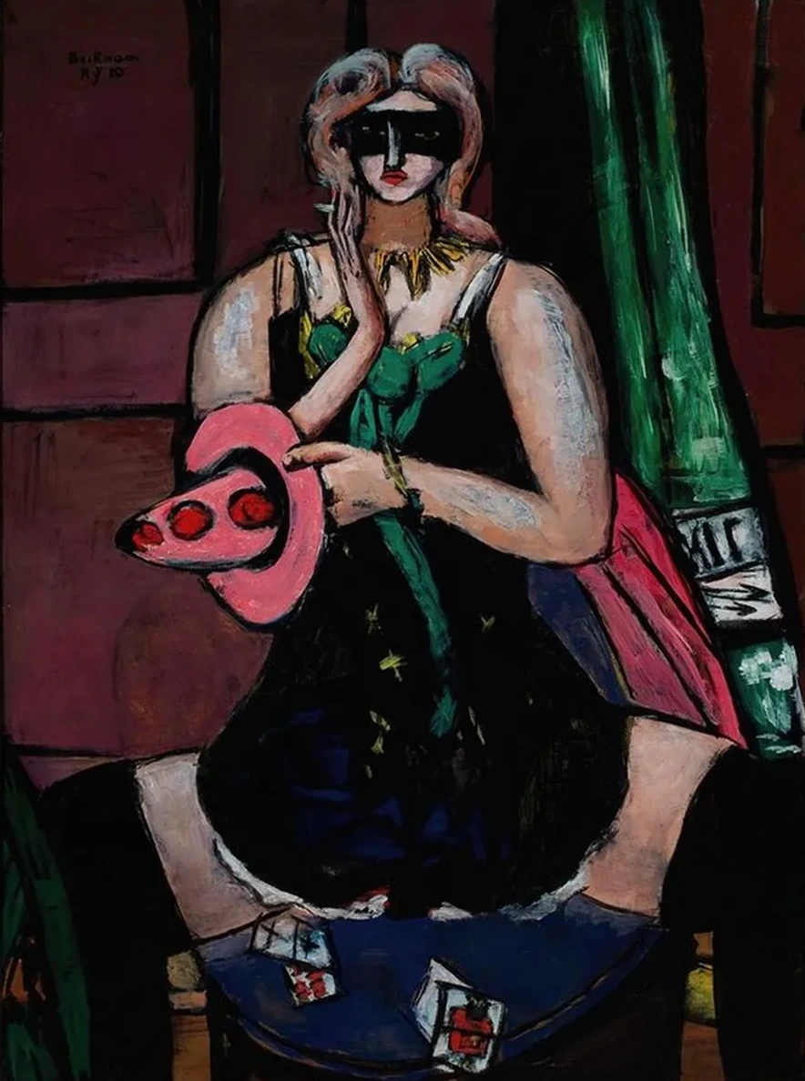 Carnival Mask, Green, Violet, and Pink (Columbine)