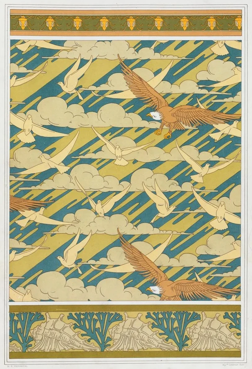Carpocoris, Bordure. Aigles et Pigeons, Papier Peint. Coquillages et Algues, Bordure
