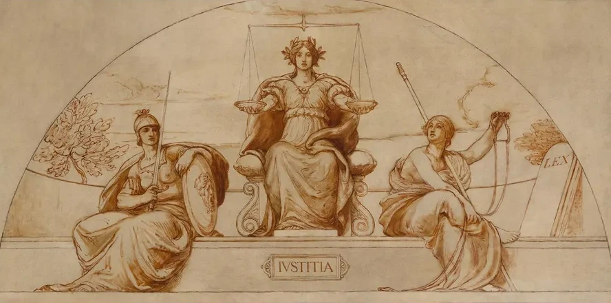 Cartoon for Mural of Minnesota State Capital, Institute of Justice