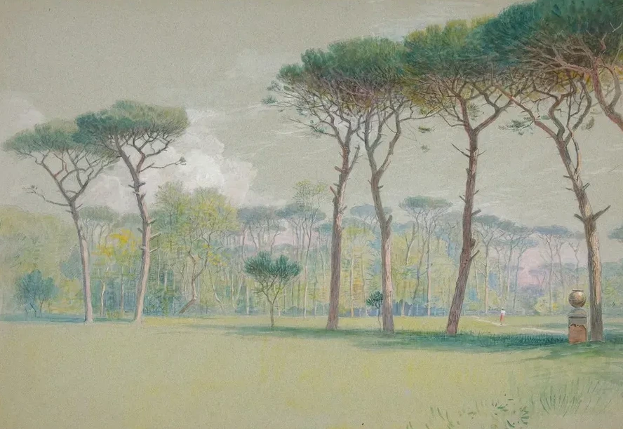 Castel Fusano Landscape Vast Lawn Andtrees