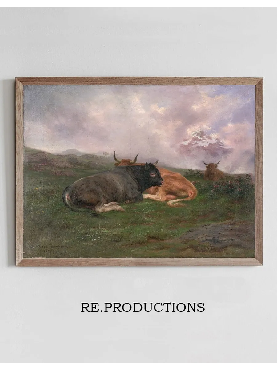 Cattle at Rest on a Hillside in the Alps