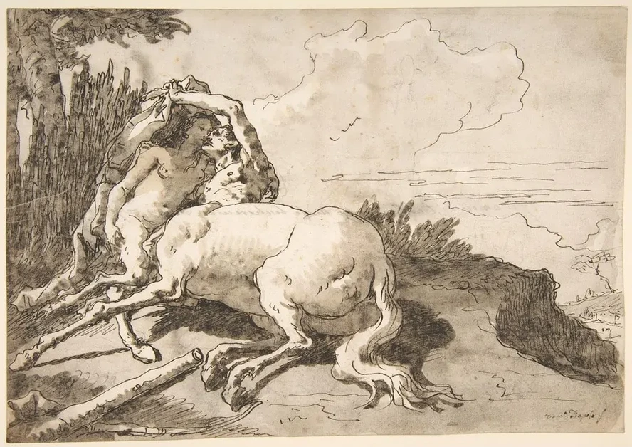Centaur Embracing a Satyress