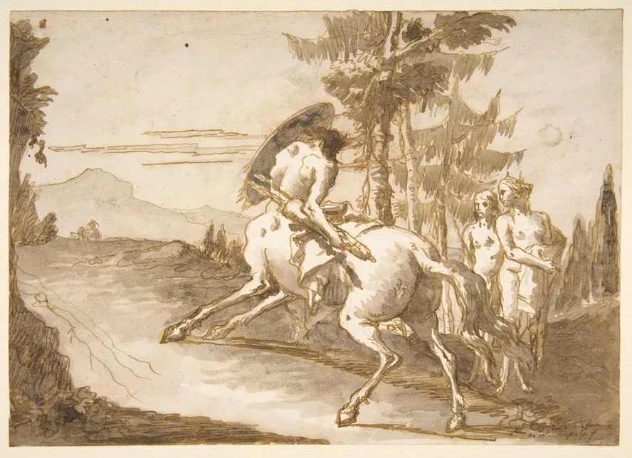 Centaur with Shield and Two Satyresses