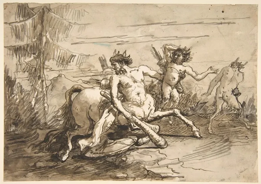 Centaur with a Club, and Two Satyrs