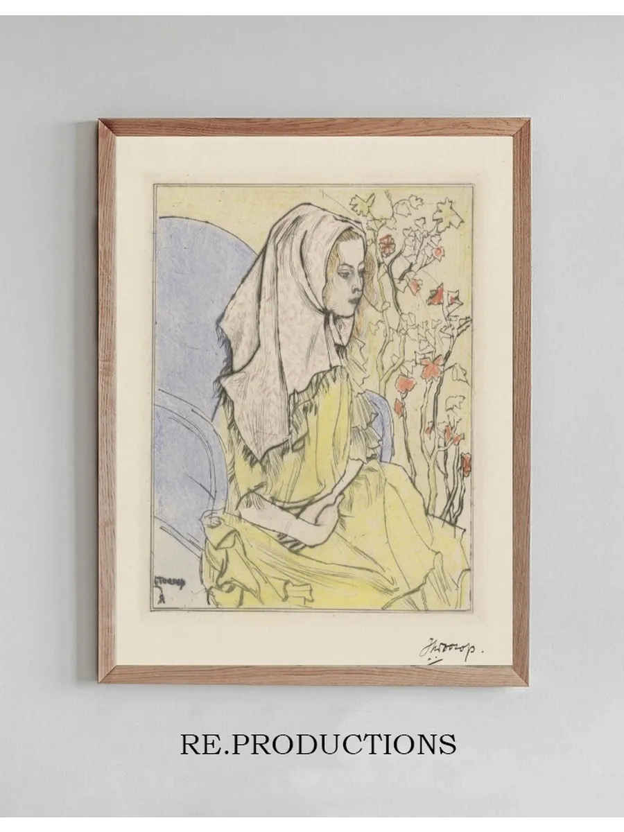Charley Toorop Met Hoofddoek in Een Leunstoel