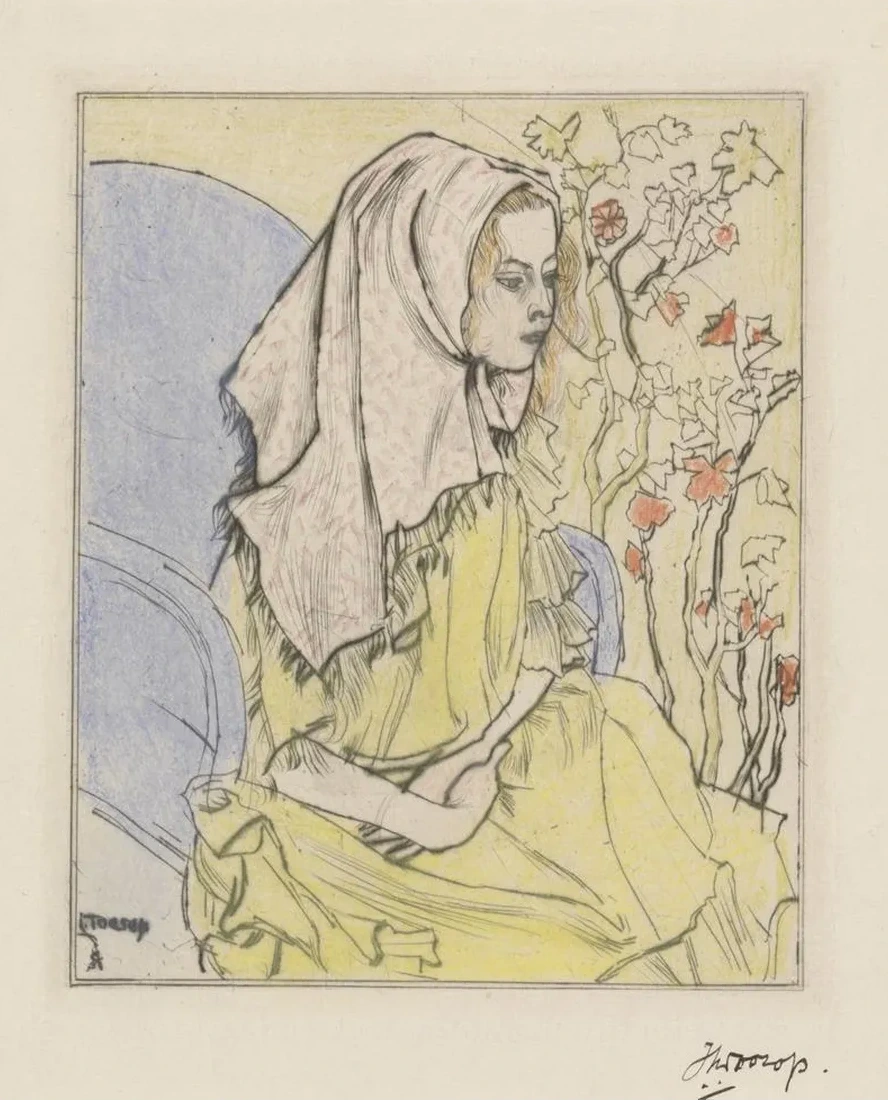 Charley Toorop Met Hoofddoek in Een Leunstoel