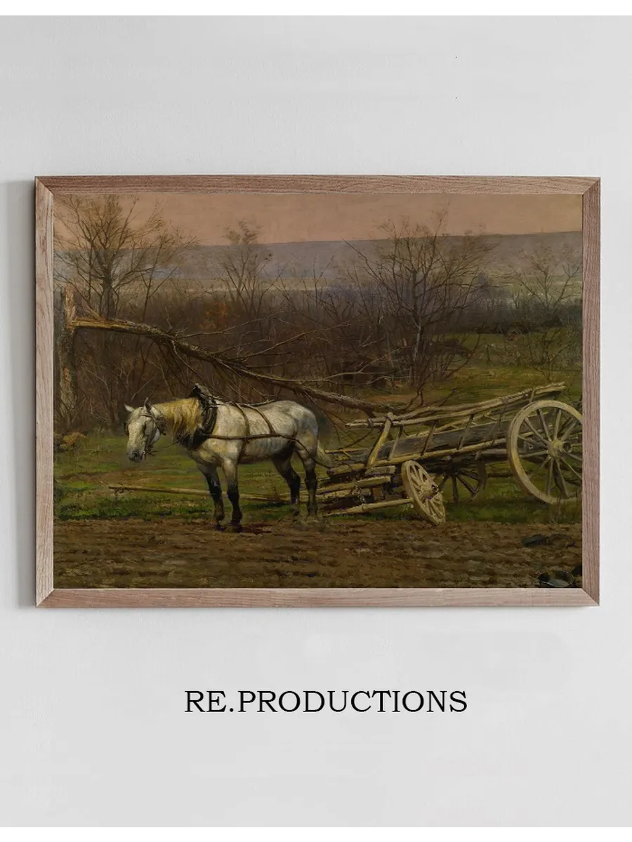 Charrette Attel e D un Cheval Blanc
