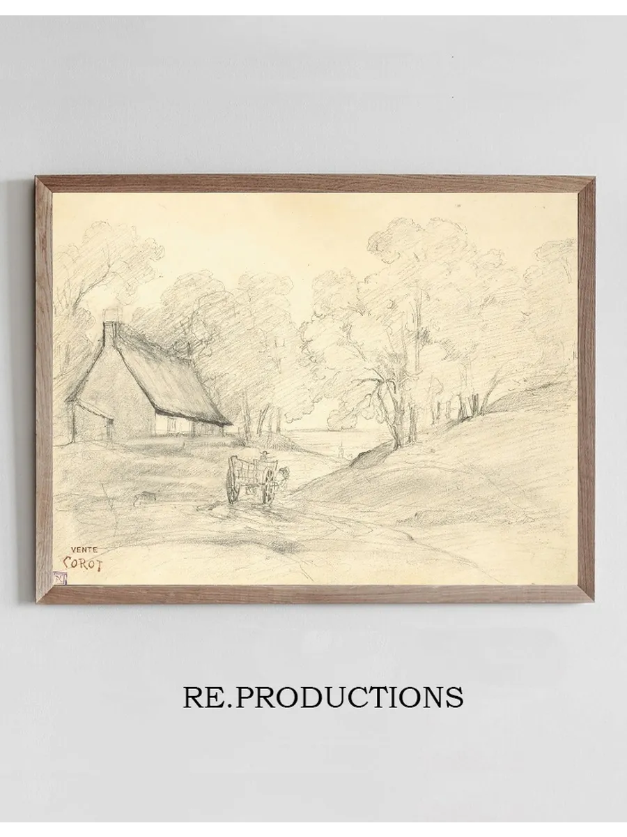 Chaumi Re Dans Un Paysage Arbor Avec Un Homme Dans Une Charrette