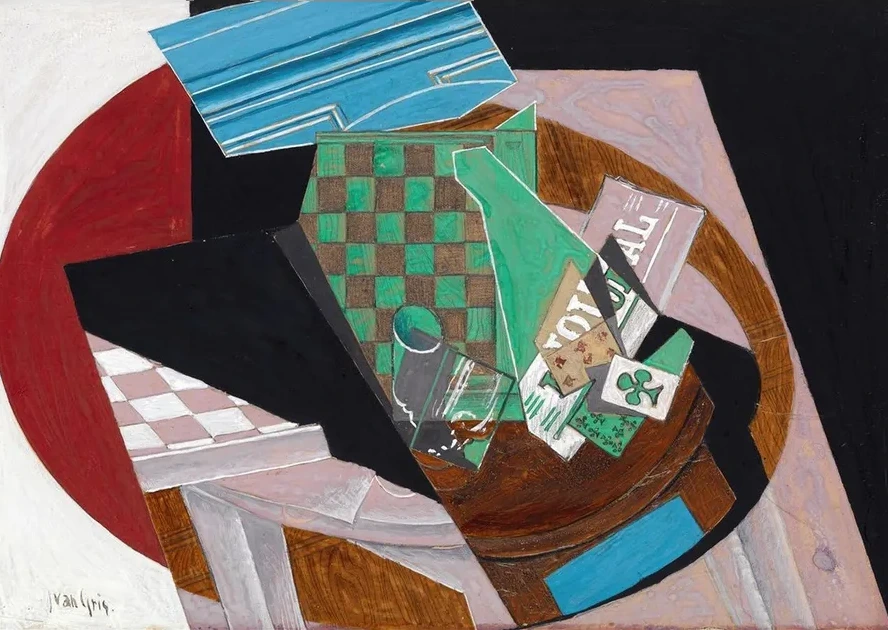 Checkerboard and Playing Cards
