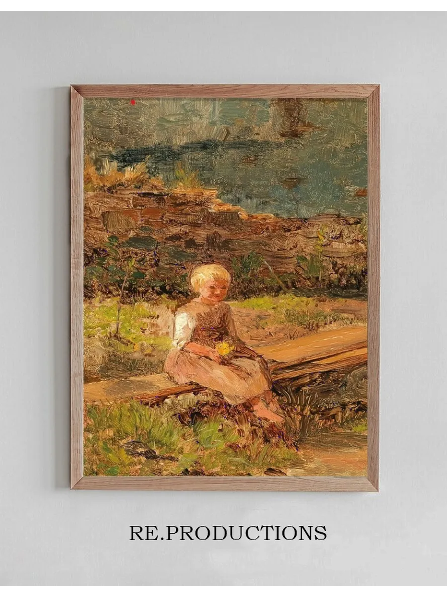 Child Sitting on a Wooden Walkway