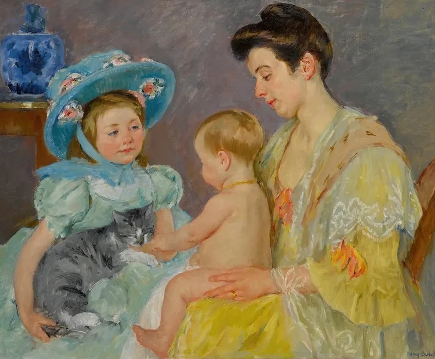 Children Playing with a Cat