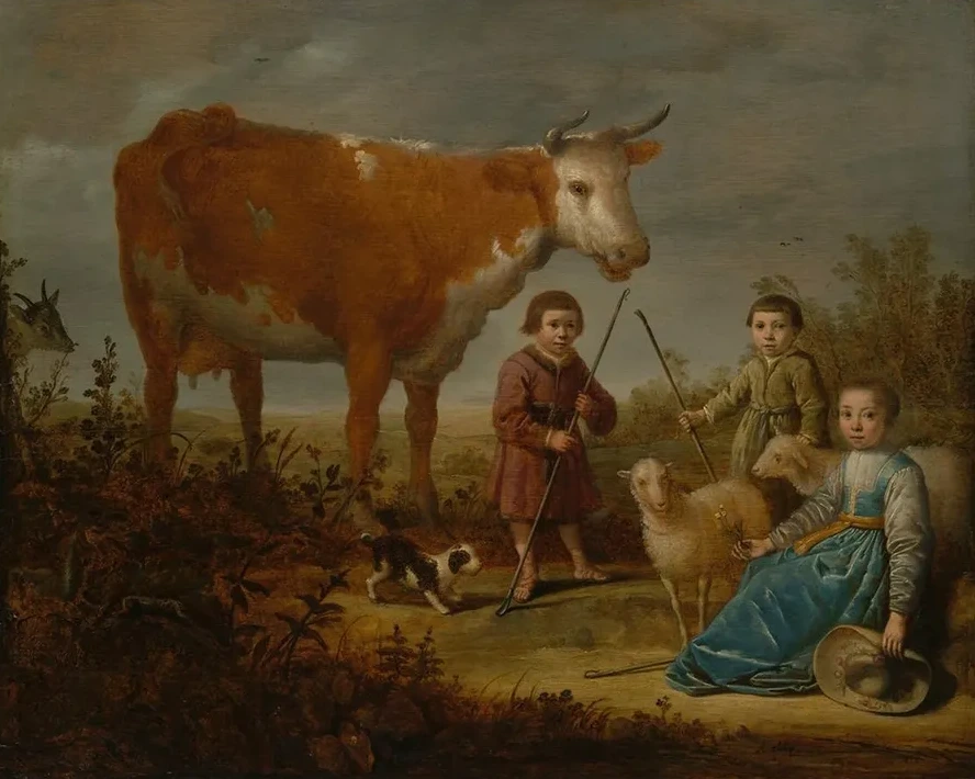 Children and a Cow