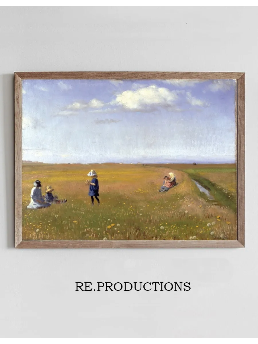 Children and Young Girls Picking Flowers in a Field North of Skagen