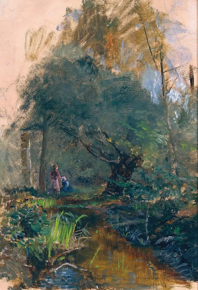 Children by a Mountain Creek