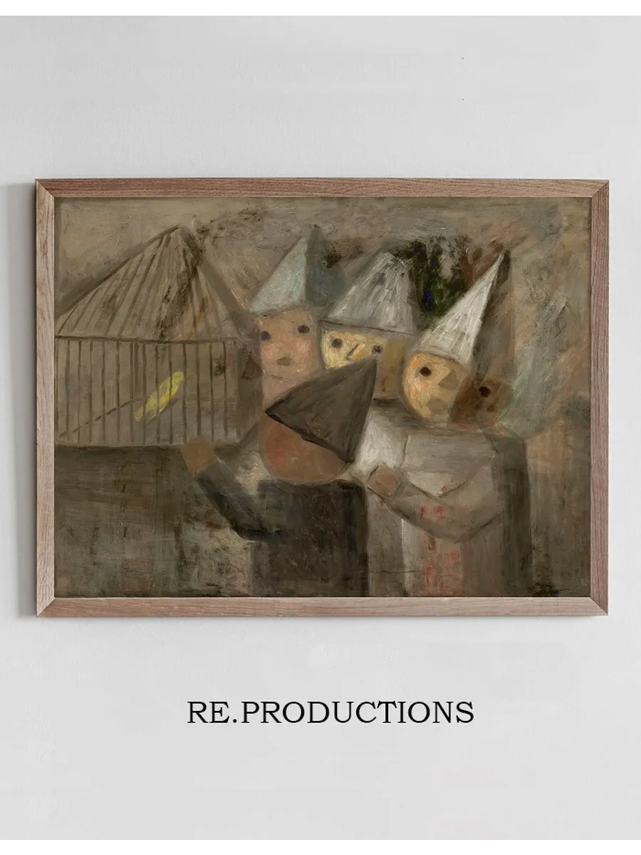 Children in Front of a Cage with a Canary