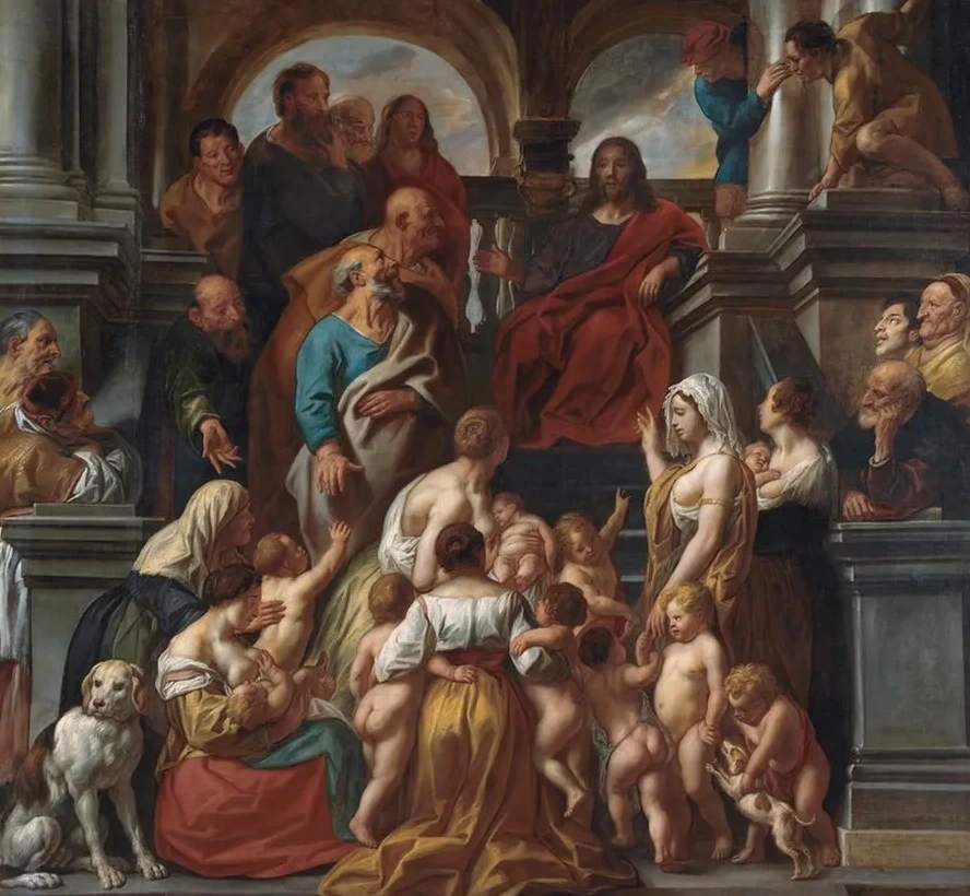 Christ Blessing Little Children. Suffer Little Children to Come Unto Me