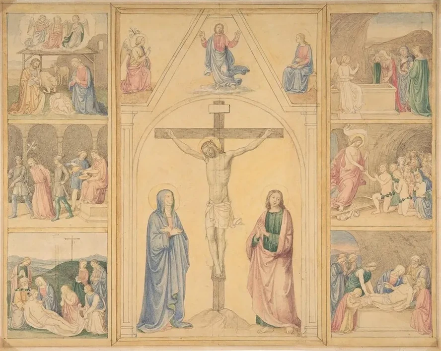 Christ on the Cross with Six Scenes from the Life of Christ
