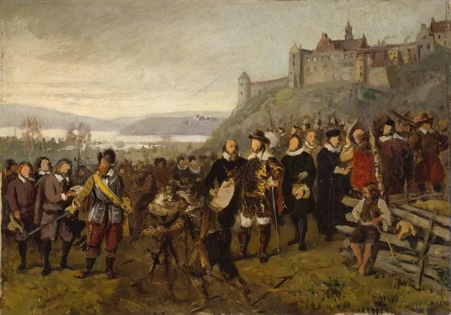Christian IV founding Christiania. Sketch
