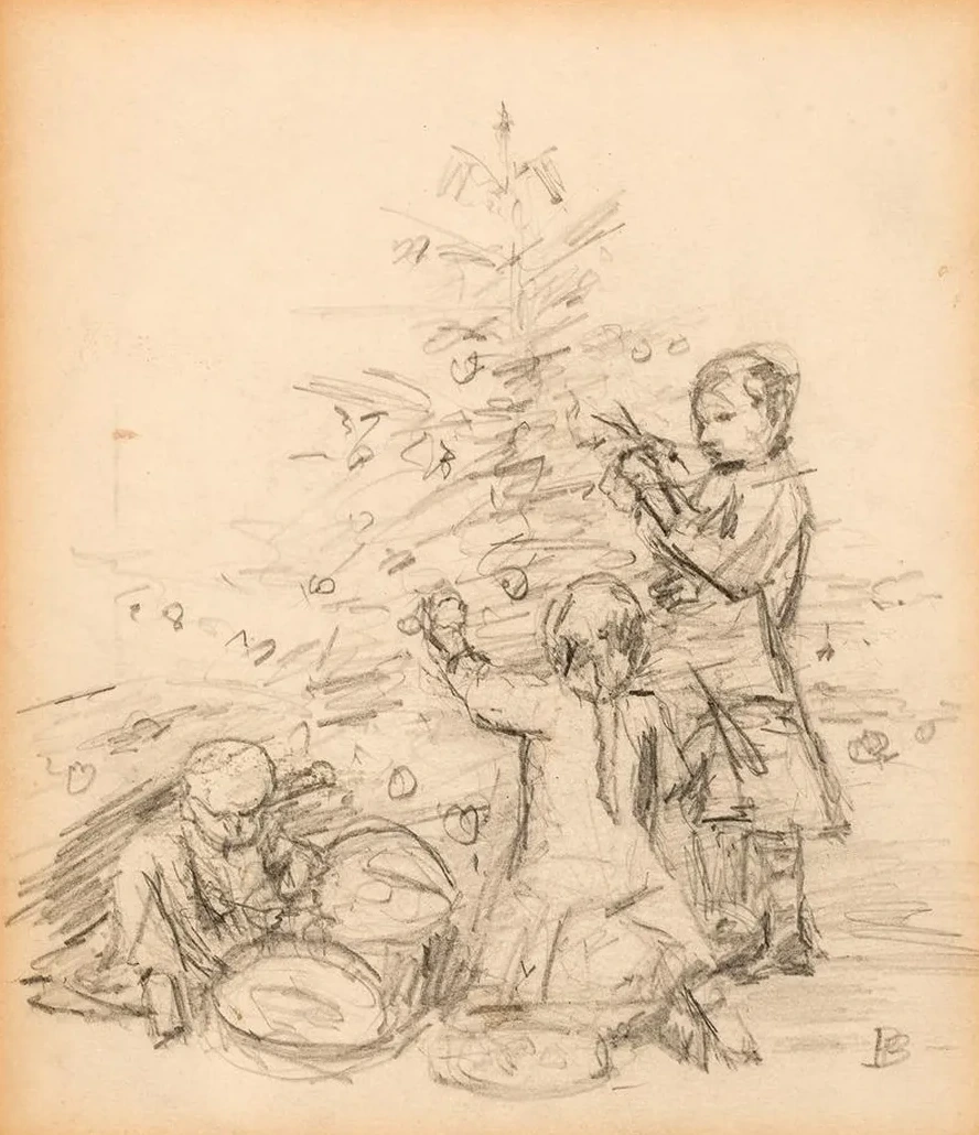 Christmas Scene Study for Postcard