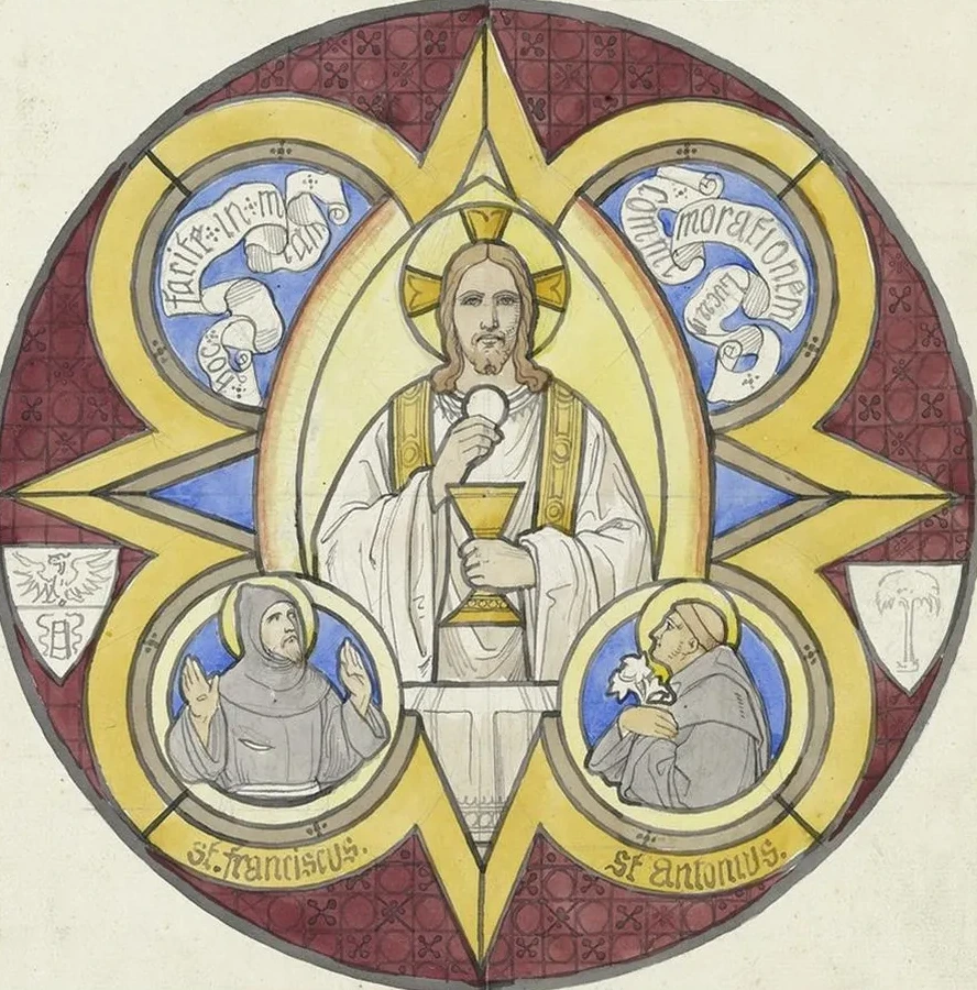 Christus Mit Stola, Kelch Und Hostie, Daneben Die Heiligen Franziskus Und Antonius